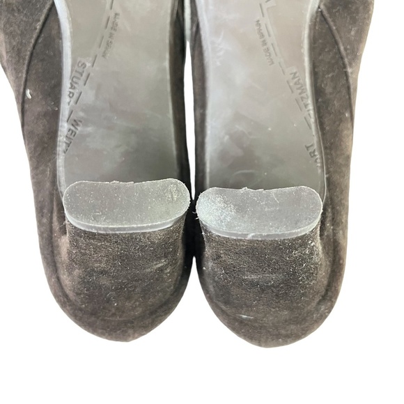 STUART WEITZMAN Chocolate Brown Genuine Leather Suede High Heels Shoes 9.5 W - Picture 16 of 16